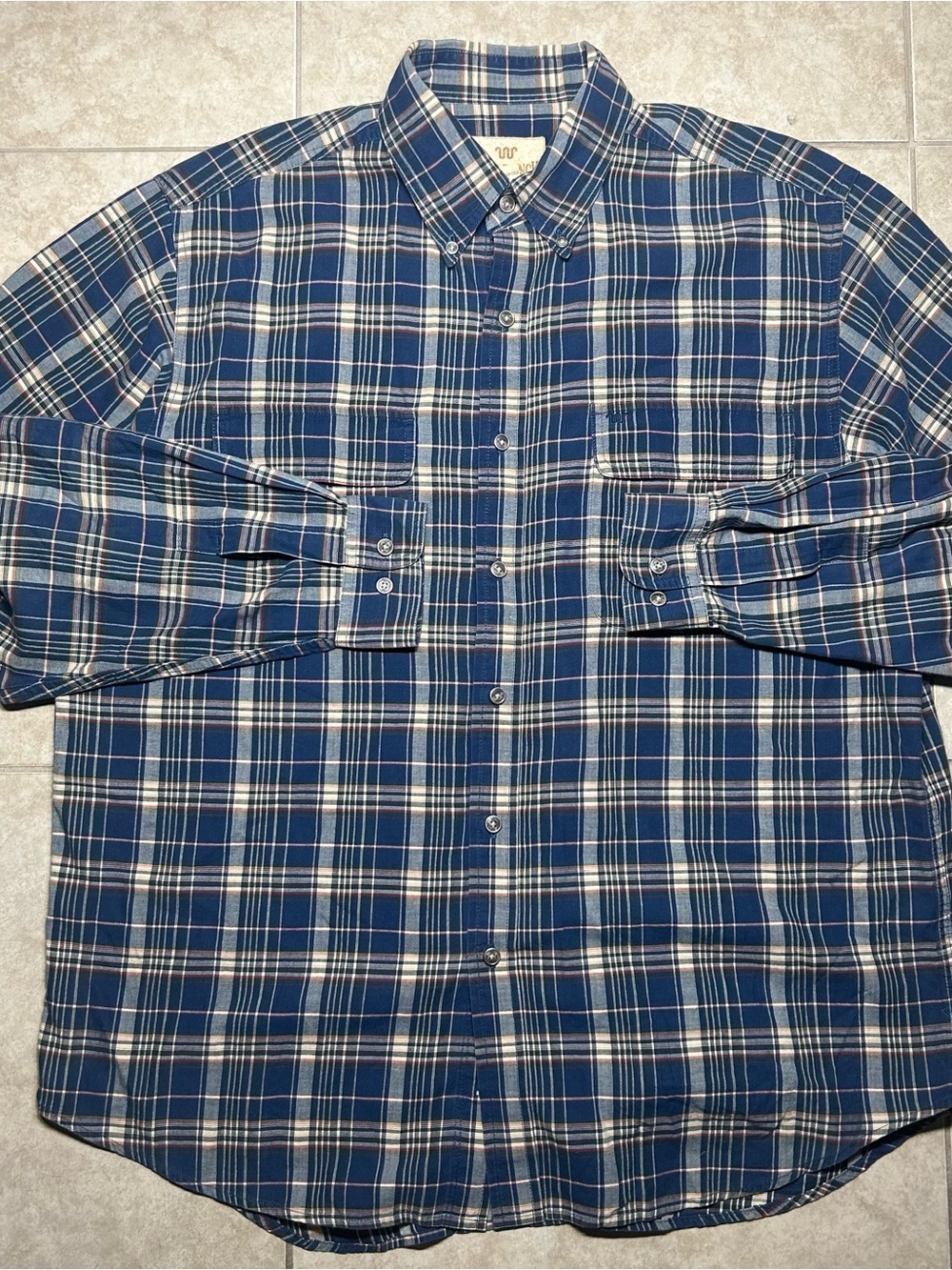 King Ranch Men’s L Western Shirt Plaid Button Down Long Sleeve Cowboy Ranchwear